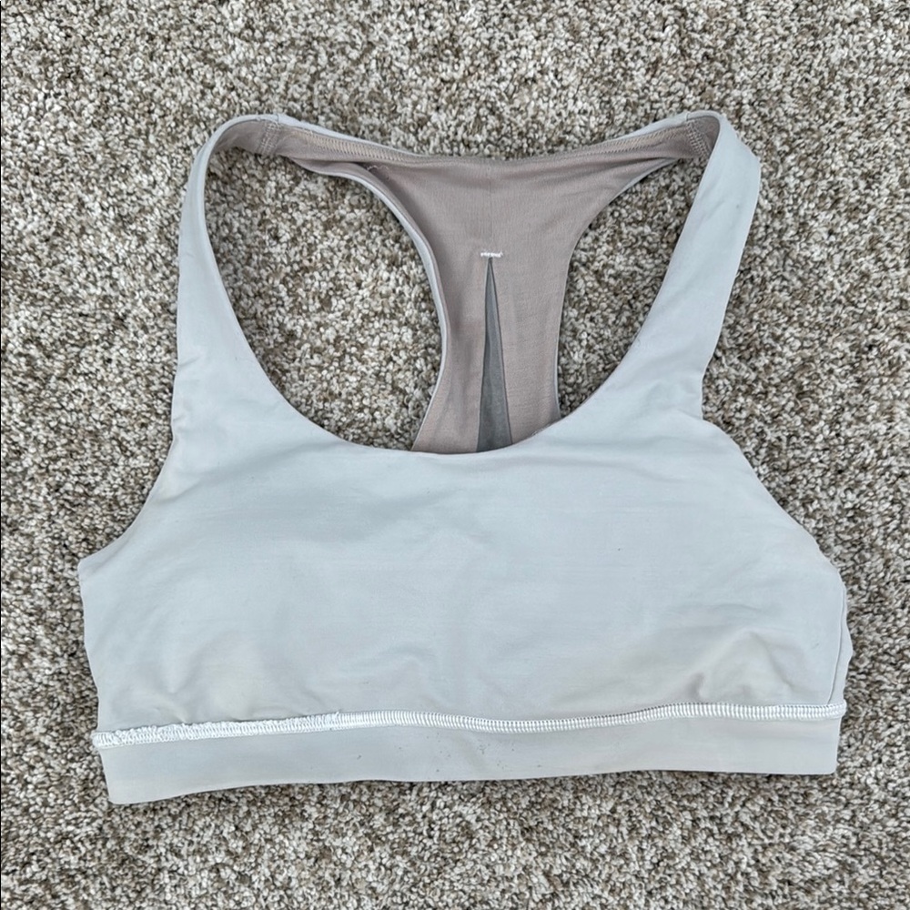 Lululemon Athletica White Sports Bra with Racerback Design